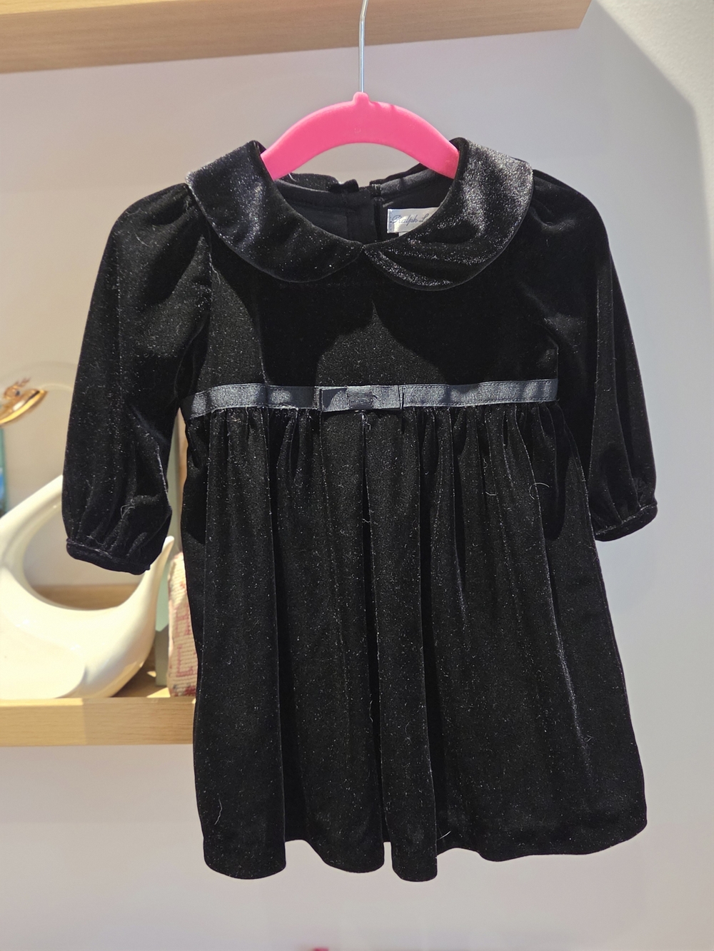 Ralph Lauren Black Velvet Peter Pan Collar Dress for Kids